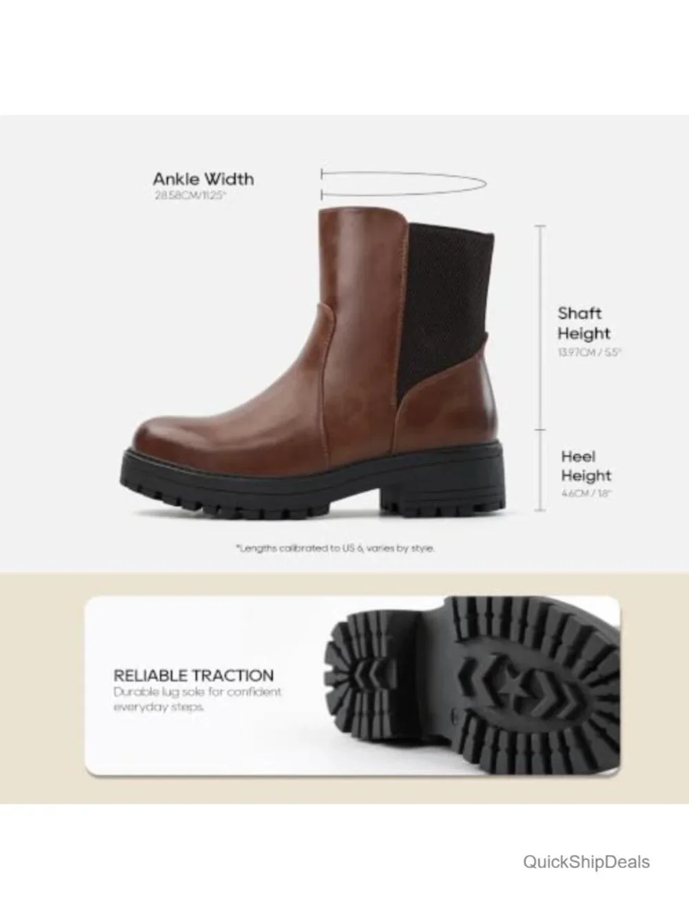 Faux Leather Platform Chelsea Ankle Boots Slip-On Lug Sole Chunky Heel